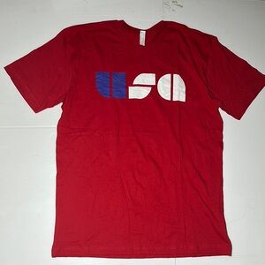 Vibrant Red Short Sleeve Tee with USA Graphic